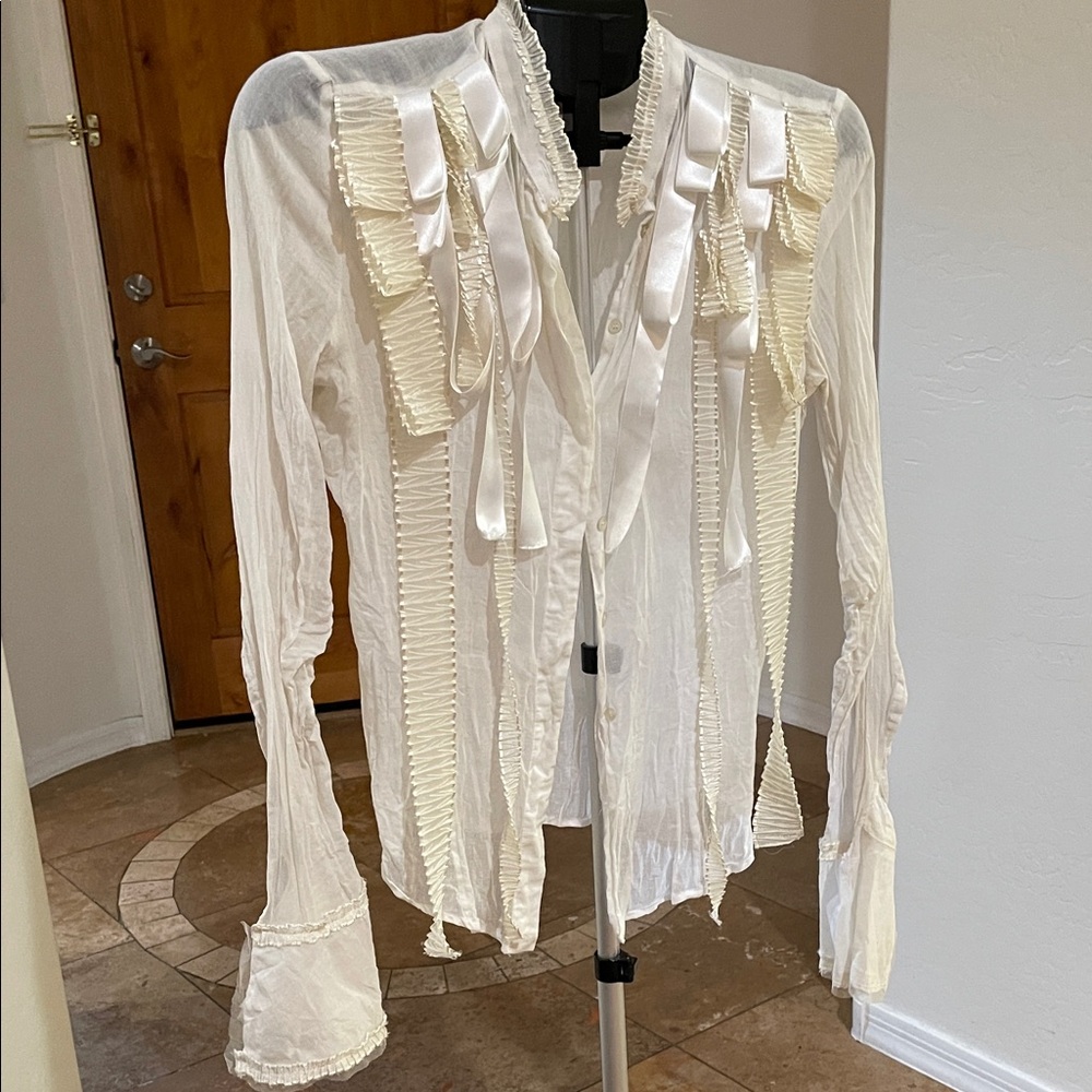 Elegant White Ruffled Blouse